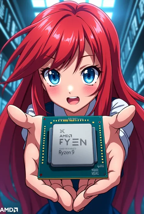 create a profile picture for amd chan holding a ryzen 9
