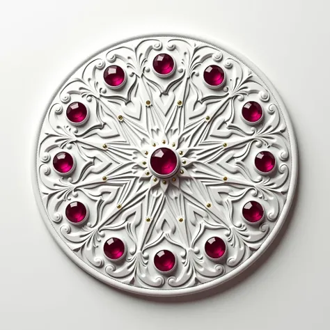 

luxury pattern circle white leather carved with twelve rubies array circle, absolute circle.


