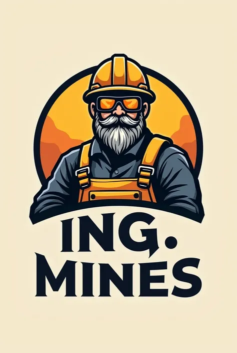 A company logo with the Spanish text ING. MINES and above the text an image of a miner