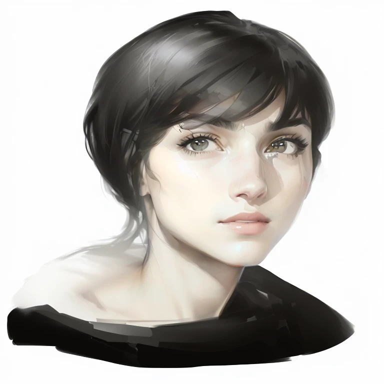 a close up of a person with a black shirt and a black shirt, speedpaint, digital portrait, took on ipad, realistic female portrait, halfbody portrait, nft portrait, drawn with photoshop, inspired by Alex Katz, inspired by Alexander Kanoldt, digital art por...