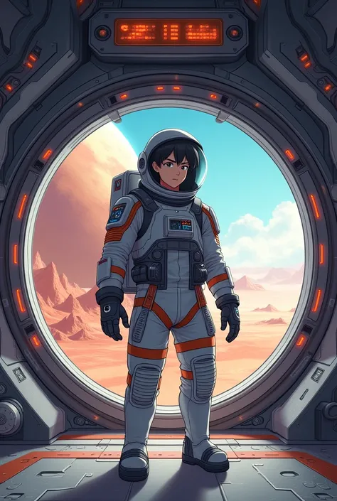 Male astronaut wanted to leave the spaceship to go see Mars but was afraid anime version 
