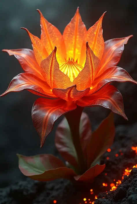 volcanic terrain; detailed fiery lava flower(intricate lava magma textures)otherworldly magma flora,blazing hot magmatic flower,dynamic lava-inspired blossom,(best quality,4k,8k,highres,masterpiece:1.2),ultra-detailed,(realistic,photorealistic,photo-realis...