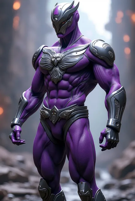  Full body photorealistic handsome hunky masculine Violet Power Ranger,,unreal engine, extremely attractive male wearing Violet and silver scales transparent mesh bodysuit, with embosed " owl " on the chest, with belt and gloves and helmet,,,extremely masc...