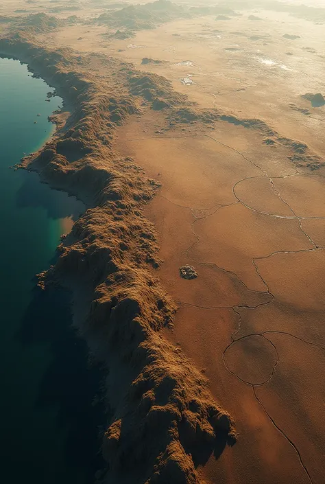 The planet Earth is dry, you see it from above