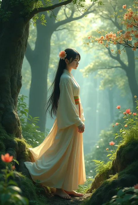 Japanese girl in the forest
