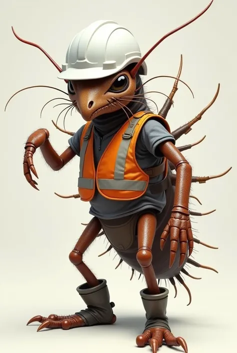 Create a louse with a white safety helmet , vest and boots , realistic style.