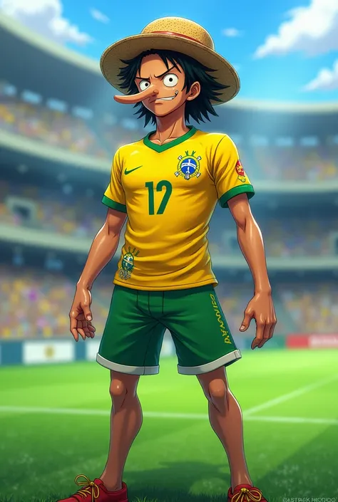 Ussop wearing the Brazilian national team shirt