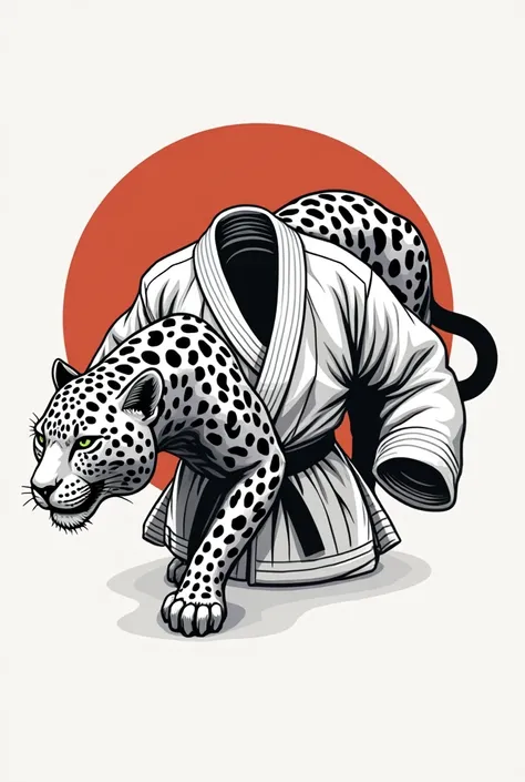 Create a leopard logo in outlines using a jiu-jitsu kimono 