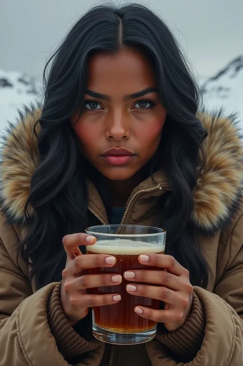 black eskimo woman drinking toddy