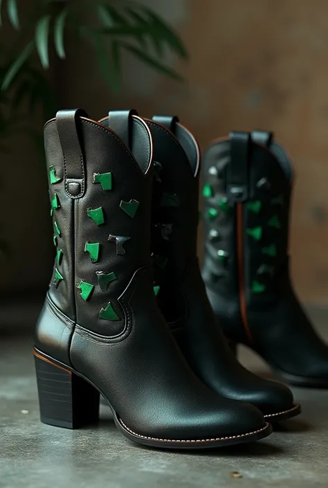 Collection of provocative boots for 30-year-old brunette women, of green axes, Its measurements are 120, 60 and 90