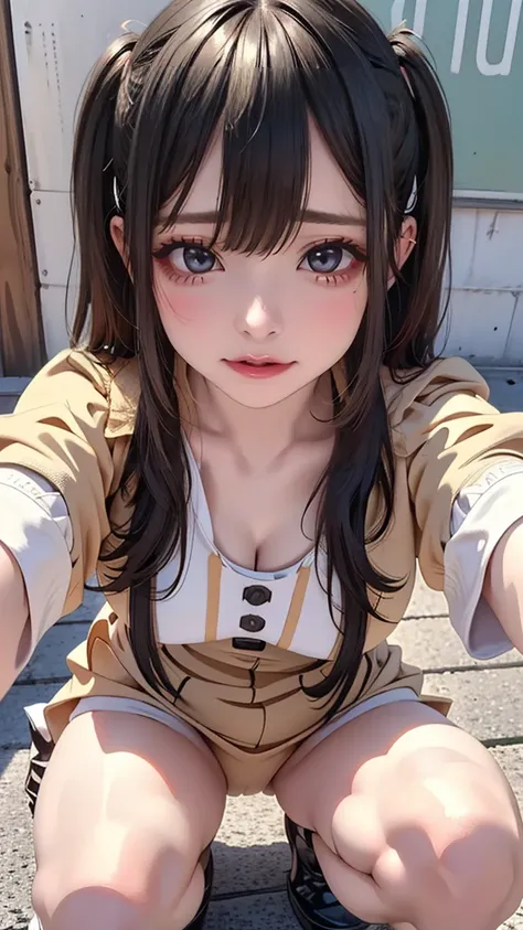 squatting,open legs,(random porn pose),(random cute uniform),(random hairstyle),(Thin type:1.5),(large breasts),(Highest image quality,(8K), Ultra-realistic, Best Quality, High quality, High Definition, high quality texture, high detailing, Beautiful detai...