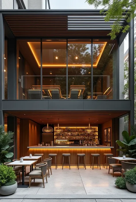 Modern and minimalist two-story bar-restaurant

