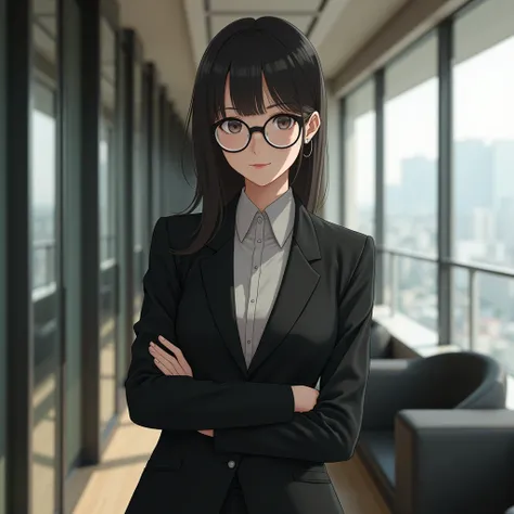 Black Suit, Glasses, Japanese, 20th Generation, Anime-like, Older sister, Company Background