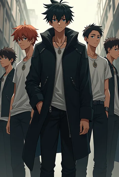 a 15-member gang of delinquents, they are all men and teenagers aged 13 to 15,the one in the middle is the main commander, low or almost 1,61,in a black coat with an open zipper,the vice commander on the right side,1,62 HIGH,the vice leader 1,69 tall on th...