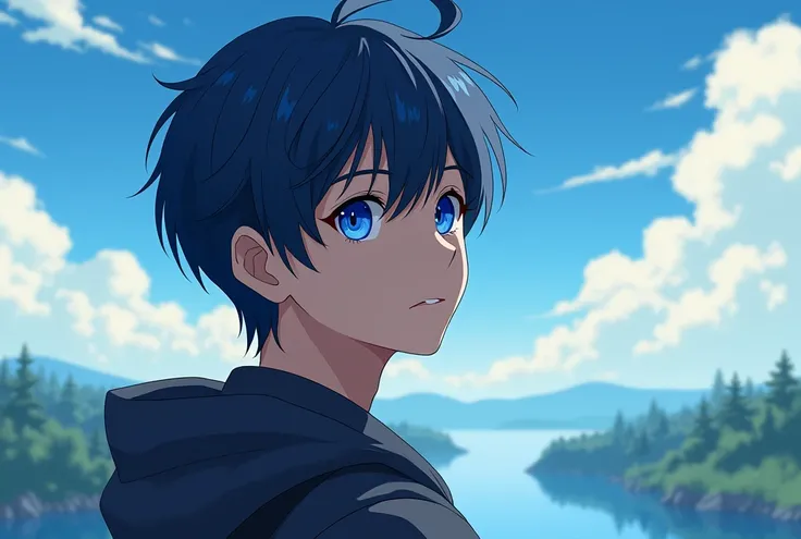 Solo,man,Blue eyes, short hair,anime,looking view