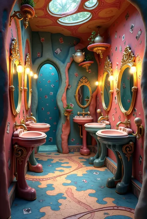 Restaurant bathroom "Wordeland" inspired by Alice in Wonderland 