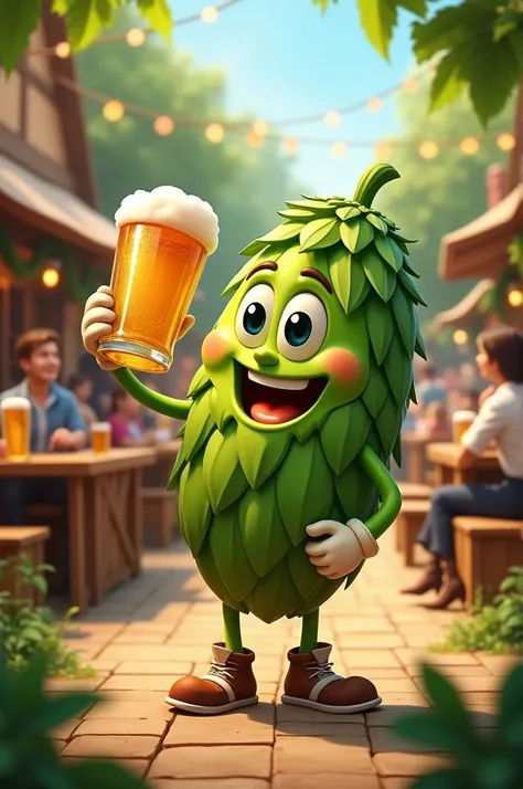 mascot, beer garden, drinking beer, hop, 