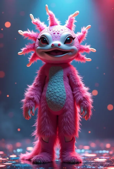 created an image of a person wearing a mascot named "Axolotl Girl" on the show The Masked Singer