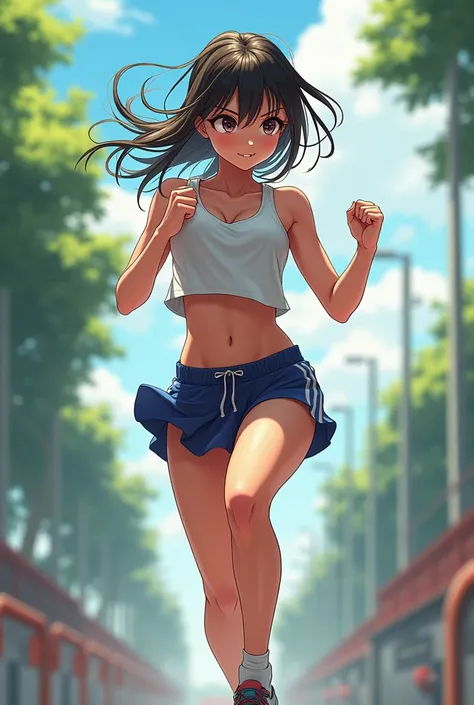 Generate a sexy sporty anime girl

