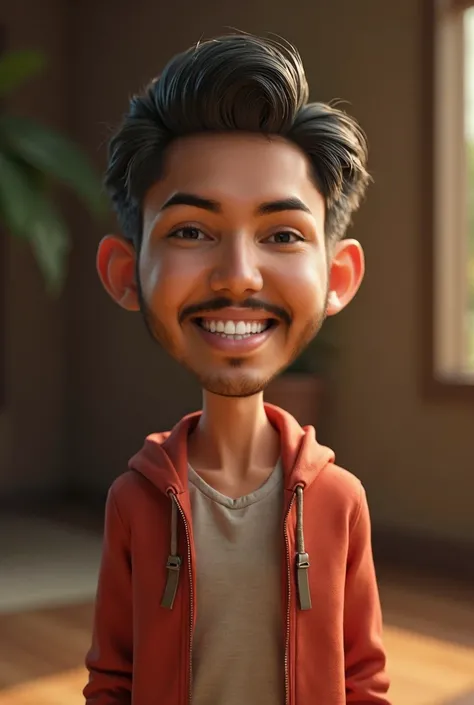 Cartoon character of a man, realistic and closer to the reference image, animation style rendering, Stylized 3D rendering, (best quality) (detailed skin) (detailed texture) (8K) (clay) (cinematic lighting) (sharp focus)