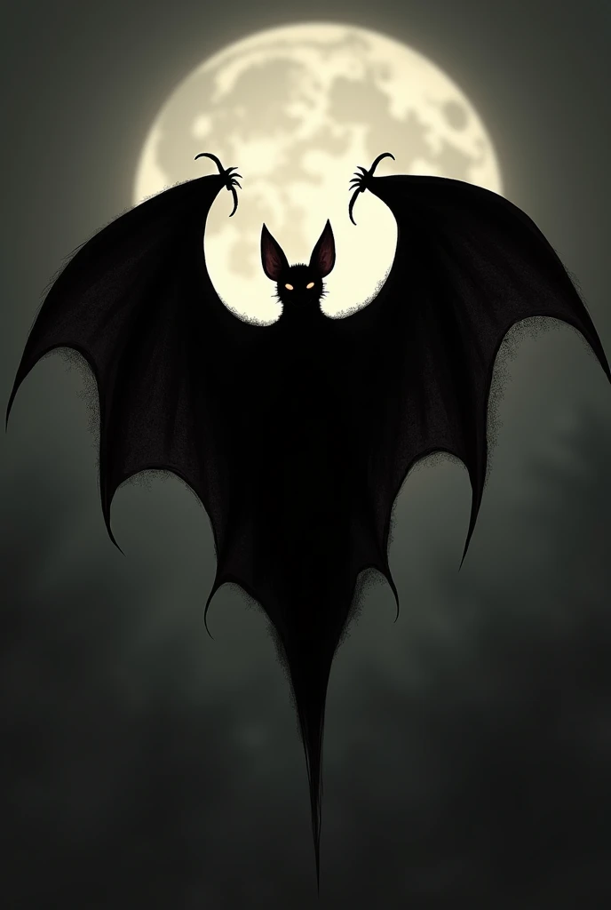 A bat that is alone and does not have black tuco, that its wings are large or whatever you want and that it is only the silhouette of the bat that is elegant and subtle but maintaining that dark burgundy vibe, do not forget it 