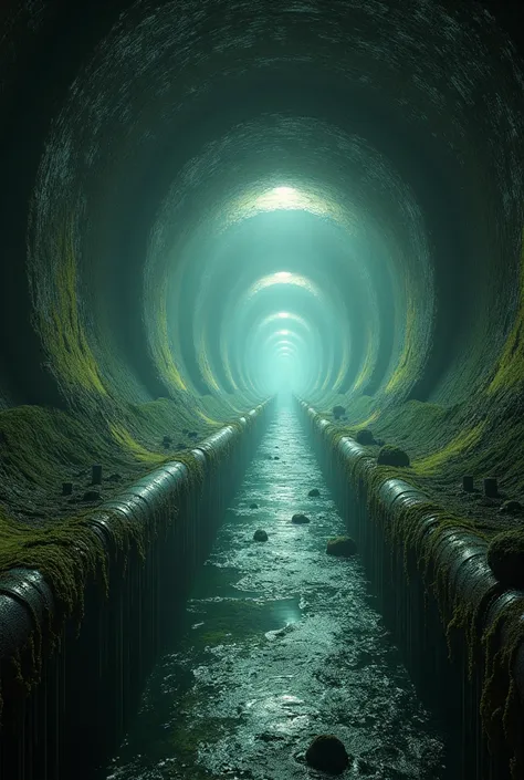 sewers without people, tube-shaped