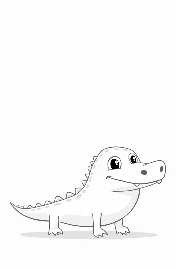 Draw a cute ek style alligator in black and white to color 