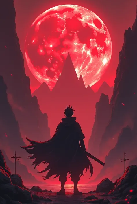 anime image full HD wallpaper  change the background  in dark red moon  or Naruto sage mode image or change the character moment 
