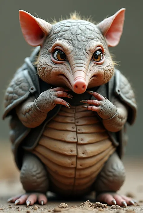 An armadillo not so aggressive, A little angry and a little tender but very very very rough