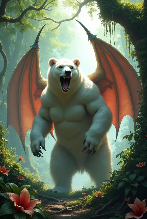 Big bat and white bear Fusion in jungle