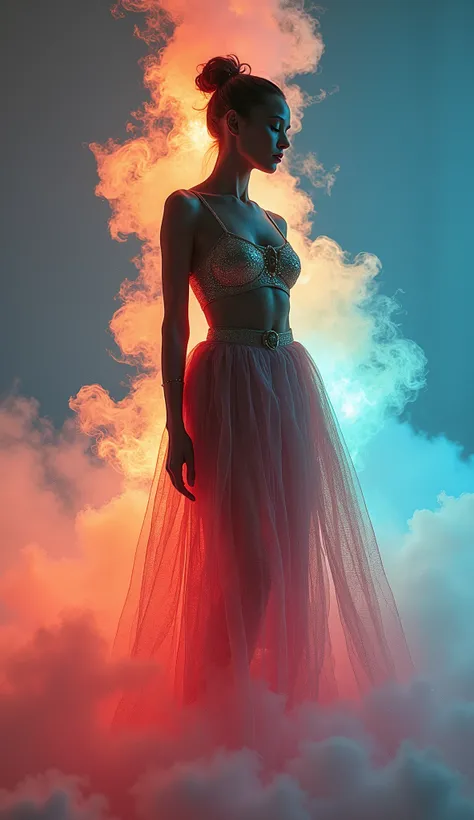 A stunning and gleaming scene of photograph style by Gabriele Viertel, Candid image, photograph, natural textures, highly realistic light, editorial, Capture the essence of 90s studio fashion editorials with a contemporary twist. Imagine a minimalist studi...