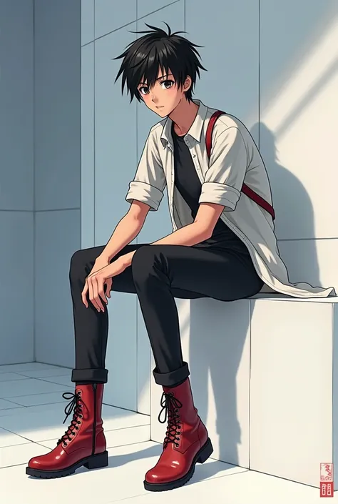 ((quality)), ((art)), ((best)), ((anime)), ((detailed)), 1 ((boy)), a pair of ((boots)), They are ((mid-calf)), fitted to the ((ankles)), and ((calves)), made of a resistant and flexible material, with a ((robust)) and elegant appearance at the same time. ...