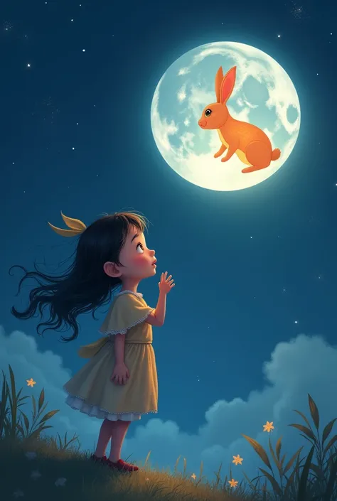 Na is 8 yearl old cried, asking Tí to bring down the rabbit lantern from the moon.