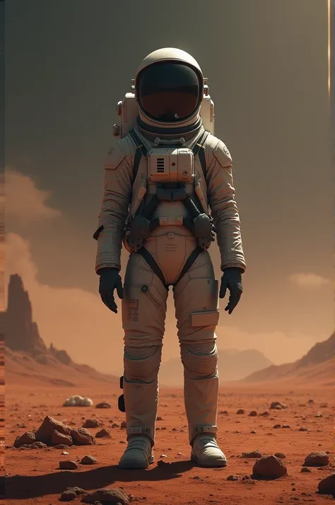 ASTRONAUT WITH EMPTY EXPRESSION, in Mars