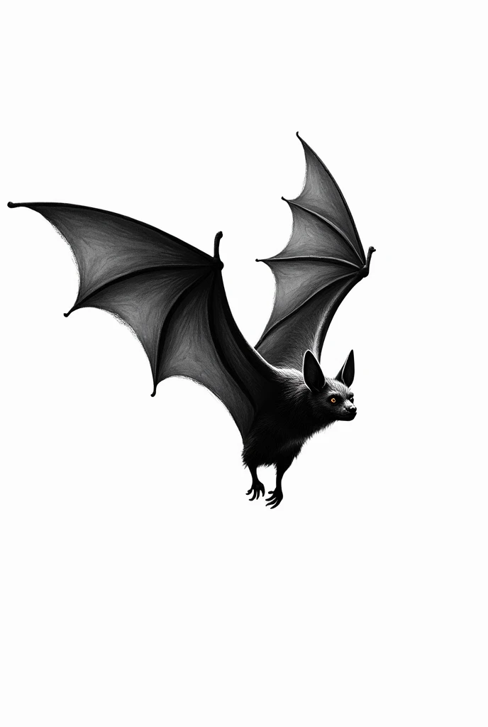 Draw a bat in black and white to color 