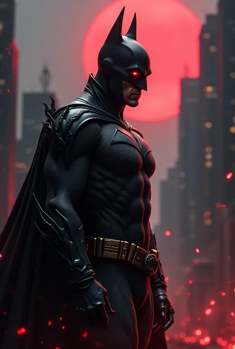 Make me a demonic batman and make the red stand out a lot in profile