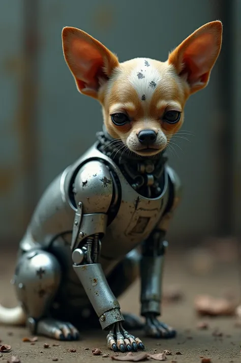 Draw a sad mechanical chihuahua