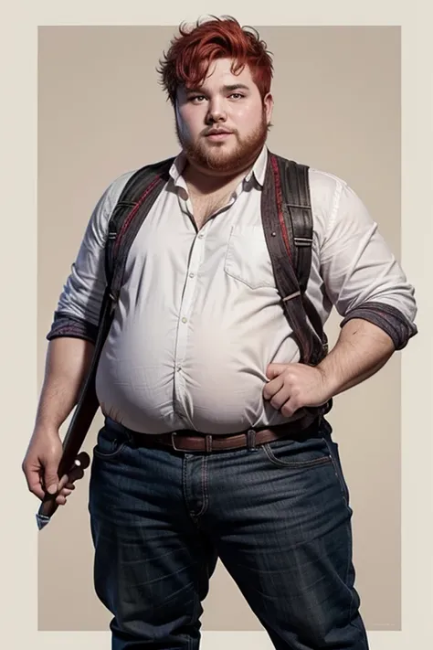 The image must be square and have minimum dimensions of 184 px x 184 px. make a chubby guy for an rpg he has to be a bard he has to be red haired