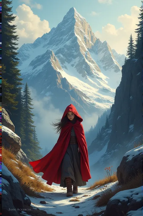 Little Red Riding Hood on a mountain 
