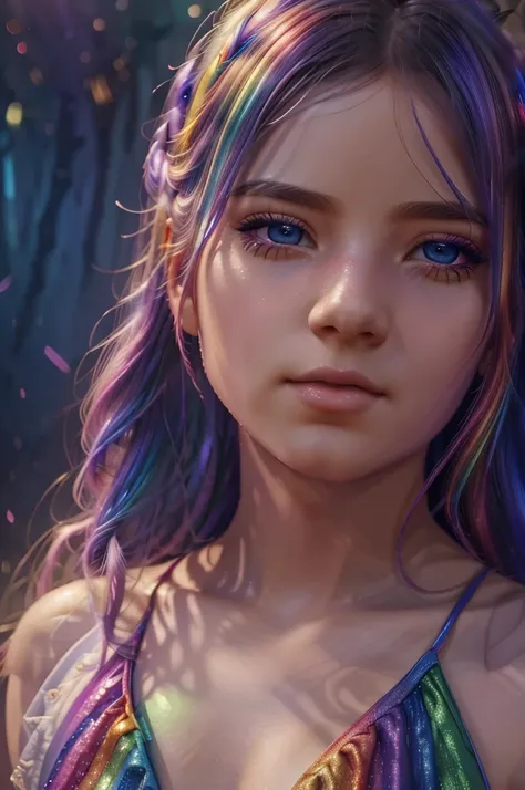 1girl,,rainbow hair,rainbow skirt,upscale gentlemans club,extremely detailed eyes and face,long eyelashes,photorealistic,highly detailed,ultra-detailed,(best quality,4k,8k,highres,masterpiece:1.2),ultra-detailed,(realistic,photorealistic,photo-realistic:1....