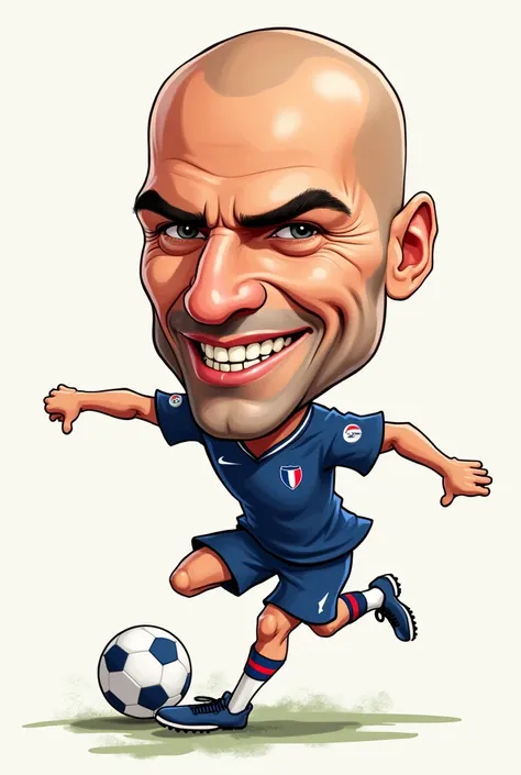 Create Zidane in caricature and full body 
