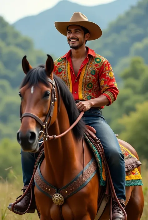 Young man riding a coleo horse 