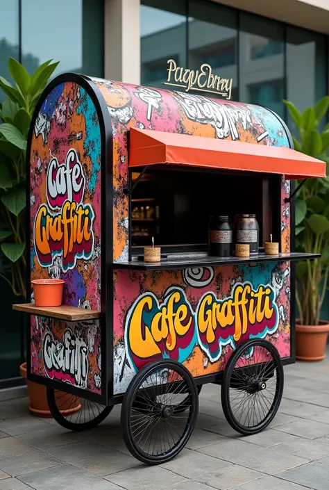 Make me photo banner coffee cart  for rent for party 

Include details Name: cafe graffiti
 Include For booking please text or call 09764346397 with tagline