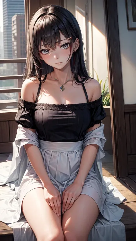 ((masterpiece)), (1 Girl), (Solitary), (Women&#39;s Focus), (Ahog, White hair, Very long hair), Golden Eyes, Clear smile, Open your mouth, ((White shirt), (Button-down shirts), (Gap Button)), ((Black skirt), (Short skirt)), permanent, White background, Put...