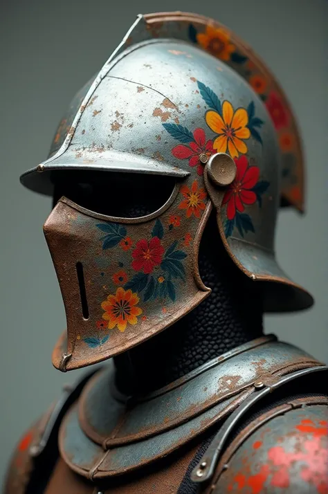 A knight&#39;s helmet, with a paint mask
