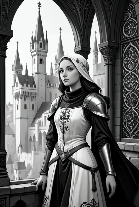 arts, medieval style, black and white  