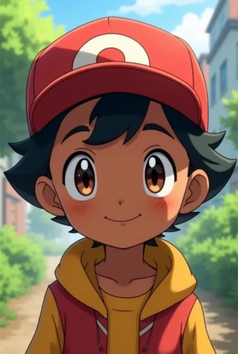 Dark-skinned boy with a red Pokemon cap