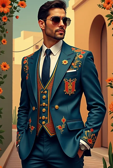 Men&#39;s suit inspired by Salvadoran culture must be an illustration of m,there
