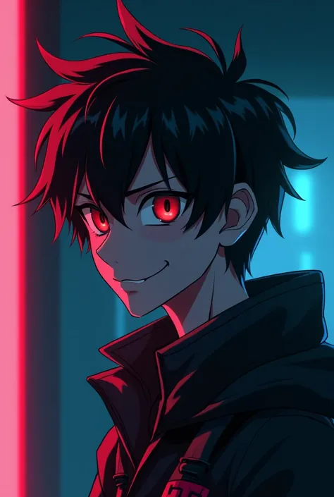 A  profile picture of scammer anime with dark background 
