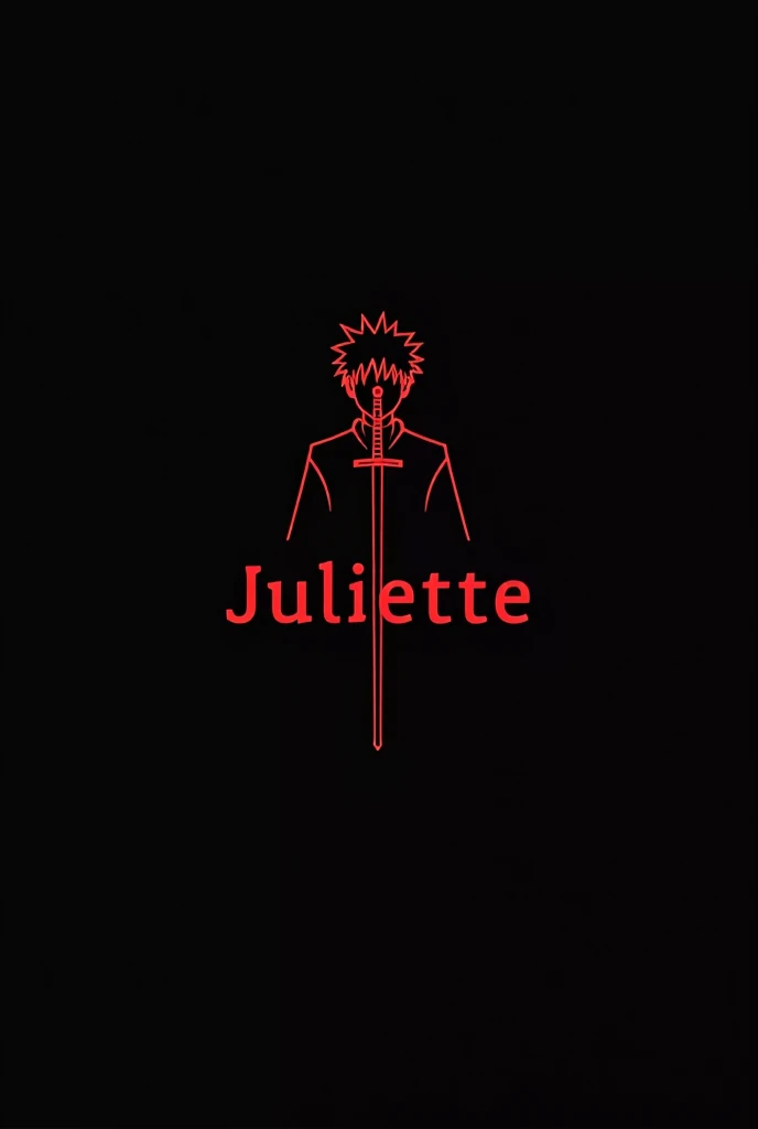 Kirito line art logo from anime sword art online, using red juliette, minimal, solid black background - v 5